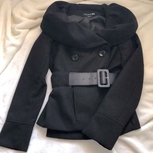 EUC Cowl neck double-breasted peacoat